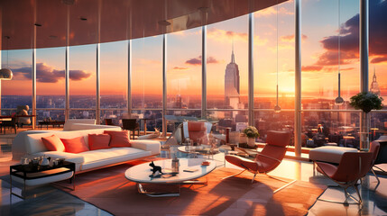 Penthouses with 360-degree vistas for brainstorming sessions. - obrazy, fototapety, plakaty