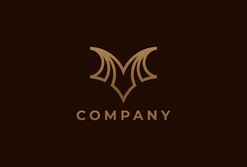 Initial M logo. Elegant Letter M  in gold color. usable for brand and business logos. flat design logo template element. vector illustration