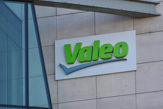 Valeo automaker company signage, logo, sign on the facade. French automotive supplier. WARSAW, POLAND - JUNE 3, 2023