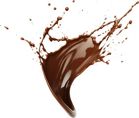 Realistic chocolate splash for design labels, wallpapers, prints, projects isolated on transparent background