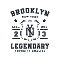 New York, Brooklyn t-shirt design. T-shirt print design in American college style. Athletic typography for tee shirt print in university and college style. Vector - 642922616
