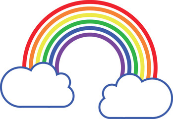 Cloud with rainbow. Rainy weather symbol. Color icon