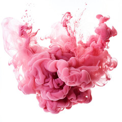 Abstract blue and pink paint splash in the water on the white background