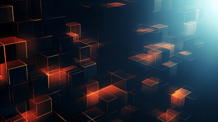 Abstract technology background with red and black cubes