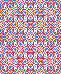 Simple floral seamless pattern. Indian, islamic, slavic, russian, ukranian motifs. Endless background for print for fabric, kitchen towels, ceramic tiles, packaging.