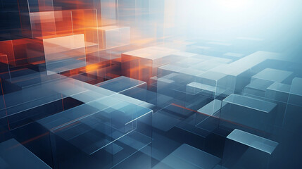 Abstract technology background with red and blue cubes