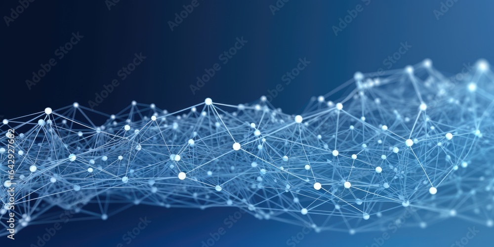 Aufkleber 3d network connections with plexus design blue background wallpaper. generative ai image weber.
