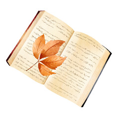Naklejka na ściany i meble Watercolor book with fall leaves