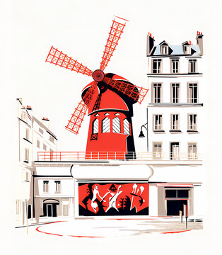 Illustration of beautiful view of the city of Paris, France