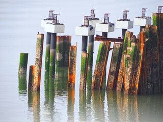 Island of Norderney in Germany - steel beams in the sea