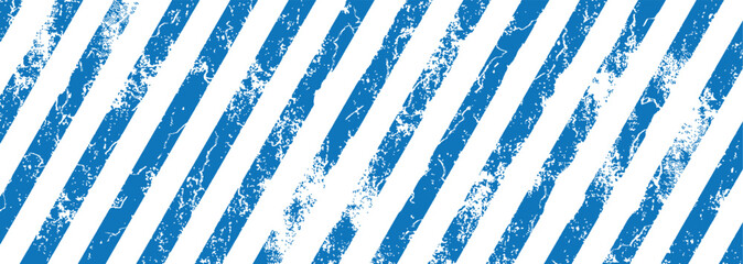 warning sign with white stripes on blue background.