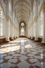 Fototapeta premium beautiful interior with columns and stained glass windows