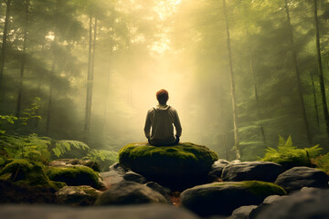 Inner Peace Amongst Nature A Person Meditating in a Tranquil Forest, Embodying Psychological Safety...