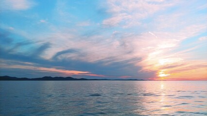 the romantic sunset of the Zadar Adriatic sea