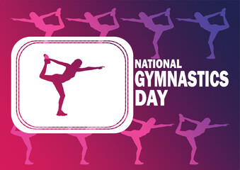 National Gymnastics Day. Holiday concept. Template for background, banner, card, poster with text inscription. Vector illustration.