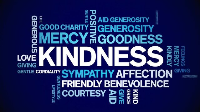 Kindness animated tag word cloud;text design animation kinetic typography seamless loop.