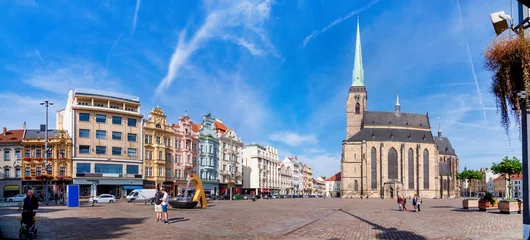 Gordijnen Tsjechië Panorama of the market square in Pilsen, Czech republic. Altstadt von Pilsen, Tschechien  © EKH-Pictures