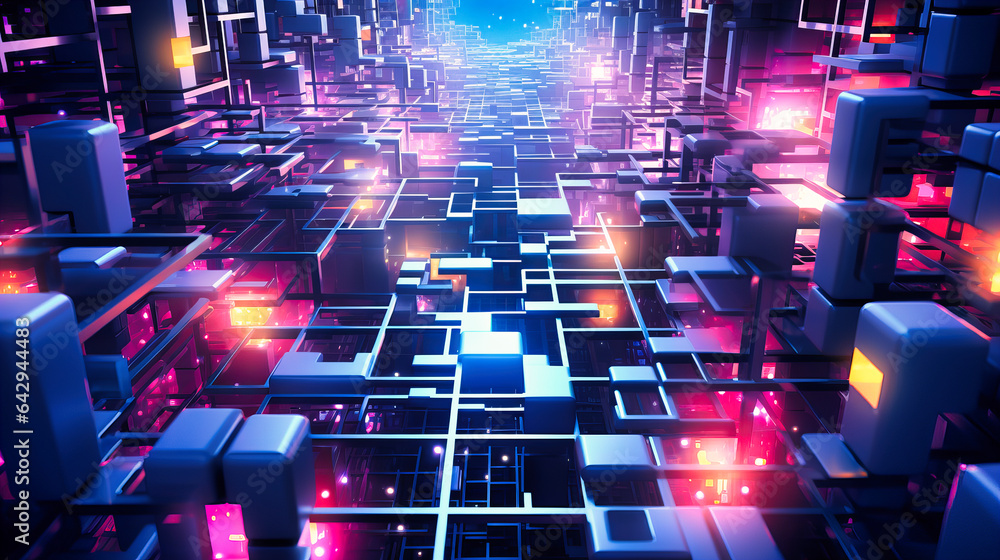 Poster neon pathways endless loop art
