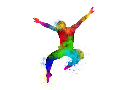 Watercolor Dancer drawing, silhouette of a dancing person, Watercolor dancing, Hiphop, Classical
