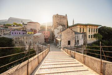 Historical Mostar Bridge known also as Stari Most or Old Bridge in Mostar, Bosnia and Herzegovina
