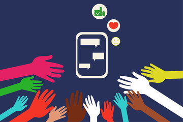 Hands reach for correspondence. Everyone has their own opinion. Debate. Freedom of speech. Reaction to dialogue.