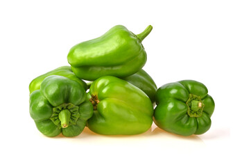 Green Bell Peppers isolated on white background