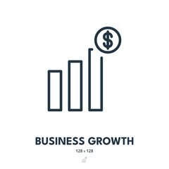 Obraz premium Business Growth Icon. Progress, Increase, Profit. Editable Stroke. Simple Vector Icon