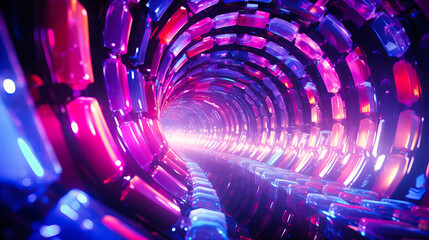 Tech-Infused Neon Tunnels Streaming Data