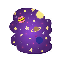 postcard, flat illustration outer space