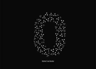 vector Polygonal illustration of numbers from zero to nine. made from lines and dots. vector lines and dot polygon shape numbers.