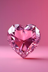 Pink diamond heart on a pink background