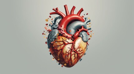 Human heart, realistic organ, Generative ai