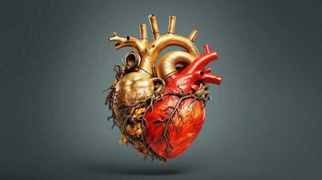 Human heart, realistic organ, Generative ai