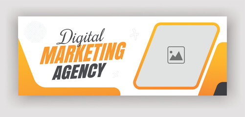 Corporate Simple and Creative Business social media cover or web banner design, Digital marketing agency social media cover design template