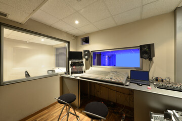 Mixing consoles in a small recording studio
