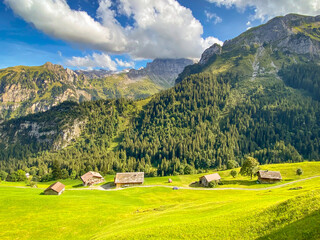 Switzerland landscape with mountains and sky