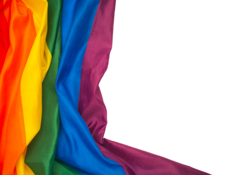 Part of the rainbow flag or LGBTQ flag is on a transparent background. Pride month