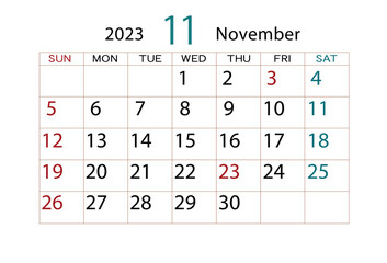 2023年カレンダー11月 - 642978690