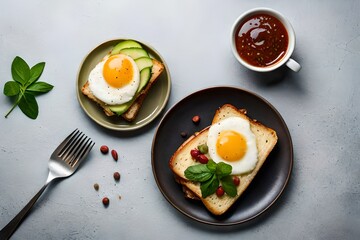 Fototapeta na wymiar fried egg with vegetables generated by AI