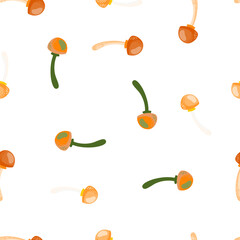 Seamless pattern with toadstool mushrooms. Magical fly agaric wallpaper.