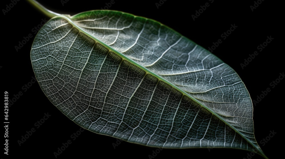 Poster transparent skeleton leaf with beautiful texture on a green. beautiful generative ai aig32