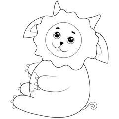 The outline of the fictional character of a ram is a monster, a coloring book on a white background. Vector illustration.
