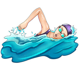 Woman swimming freestyle