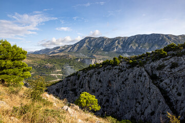 Beautiful Morning Mountain Landscape, Clear Blue Sky in Croatia