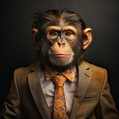 Funny portrait of a monkey businessman