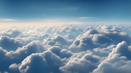 Deurstickers Clear Blue Sky with Fluffy White Clouds from airplane view © 123dartist