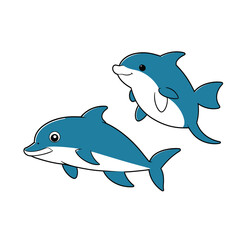 A vector of a cute Dolphin in black and white coloring transparent white background PNG