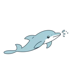 Zelfklevend Fotobehang A vector of a cute Dolphin in black and white coloring transparent white background PNG © Eliane