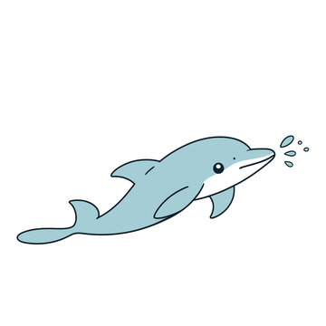 A vector of a cute Dolphin in black and white coloring transparent white background PNG