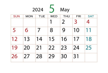 2024年カレンダー5月 - 642992495